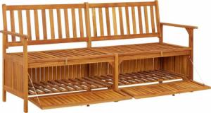 vidaXL Ławka ze schowkiem i poduszką, 170 cm, drewno akacjowe 3