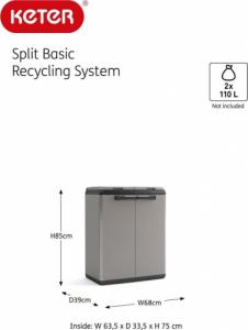 Keter Schowek do segregacji śmieci Split Basic, szaro-czarny, 85 cm 7