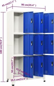 vidaXL vidaXL Szafka zamykana na klucz, szaro-niebieska 90x45x180 cm, stalowa 8