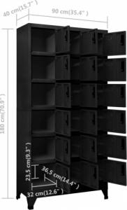 vidaXL vidaXL Szafka zamykana na klucz, czarna, 90x40x180 cm, stalowa 8