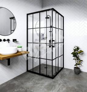 INDES Czarna kabina prysznicowa przesuwna loft 120x100cm 3