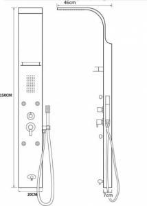 Zestaw prysznicowy INDES Srebrny matowy panel prysznicowy EVE 3