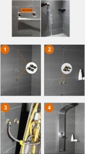 Zestaw prysznicowy INDES Srebrny matowy panel prysznicowy EVE 4