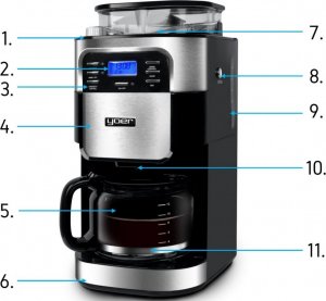 Ekspres przelewowy Yoer CMG01BK Czarno-srebrny 3