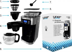 Ekspres przelewowy Yoer CMG01BK Czarno-srebrny 13