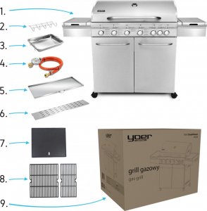 Yoer SteakKing GG02S Grill ogrodowy gazowy 22.1 kW 43 cm x 36 cm 14