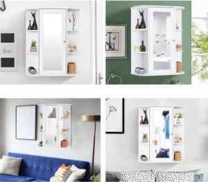 Costway Szafka łazienkowa z lustrem 60 x 16,5 x 70,5 cm 4