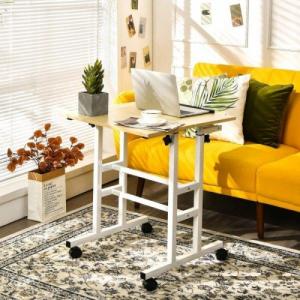 Costway Mobilne biurko na kółkach z regulacją wysokości stojące lub siedzące 2