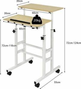 Costway Mobilne biurko na kółkach z regulacją wysokości stojące lub siedzące 3