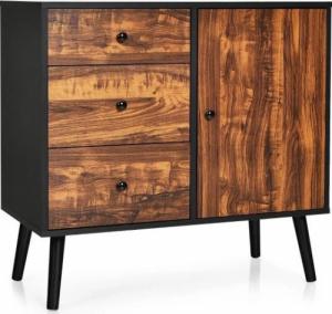 Costway Komoda retro z 3 szufladami i szafką z drzwiczkami 80 x 40 x 76,5 cm 1