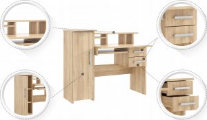 Biurko MartigoPlus Biurko z szufladami i półkami do pokoju dziecięcego Robson sonoma 8