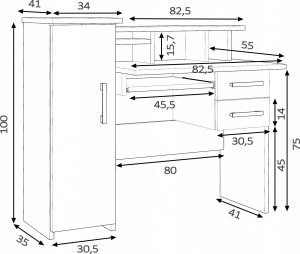 Biurko MartigoPlus Biurko z szufladami i półkami do pokoju dziecięcego Robson sonoma 9