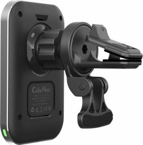 CubeNest Magnetyczna bezprzewodowa ładowarka samochodowa S1C1- Czarna skóra 2