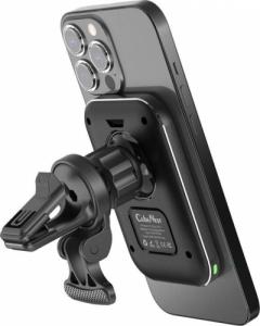 CubeNest Magnetyczna bezprzewodowa ładowarka samochodowa S1C1- Czarna skóra 5