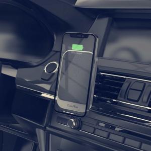 CubeNest Magnetyczna bezprzewodowa ładowarka samochodowa S1C1- Czarna skóra 7