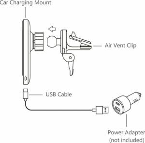 CubeNest Magnetyczna bezprzewodowa ładowarka samochodowa S1C1- Czarna skóra 10