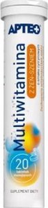 Synoptis Pharma Apteo Multiwitamina z żeń-szeniem smak cytrynowy, 20 tabletek musujących - Długi termin ważności! 1