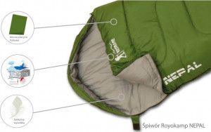Royokamp  ŚPIWÓR MUMIA NEPAL 210X80X50CM ZIELONY Z KOMPRESJA 4