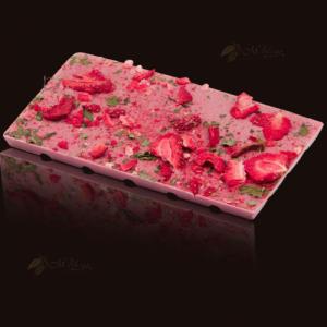 M.Pelczar Chocolatier Czekolada różowa RUBY z truskawkami i miętą 2