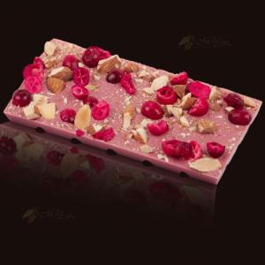 M.Pelczar Chocolatier Czekolada różowa RUBY z żurawiną i migdałami 2