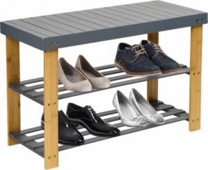 DWM ŁAWKA REGAŁ NA BUTY MILOS Z PÓŁKAMI- SZARY 2