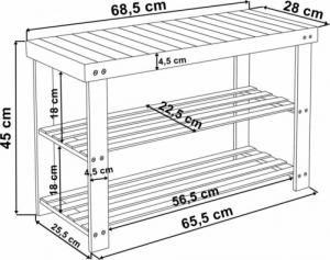 DWM ŁAWKA REGAŁ NA BUTY MILOS Z PÓŁKAMI- SZARY 7