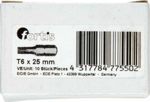 Fortis Zestaw bitow DIN3126C6,3 10xT6x25mm FORTIS 1