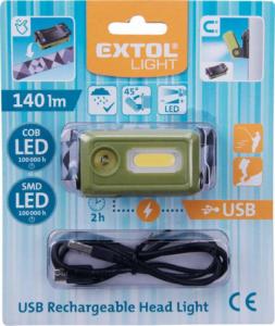 Latarka czołowa Extol Latarka czołowa 140 lm akumulator 500mAh USB Extol 8