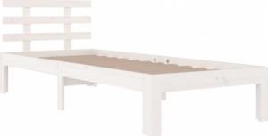 vidaXL vidaXL Rama łóżka, biała, lite drewno, 75x190 cm, pojedyncza 3