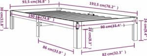 vidaXL Rama łóżka, lite drewno, 90x190 cm, pojedyncza 8