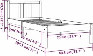 vidaXL Rama łóżka, lite drewno, 75x190 cm, pojedyncza 9