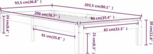 vidaXL vidaXL Rama łóżka, biała, lite drewno sosnowe, 90 x 200 cm 8