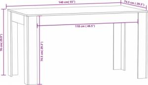 vidaXL Stół jadalniany, przydymiony dąb, 140x74,5x76 cm 7