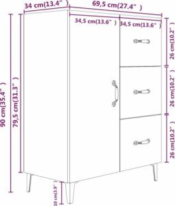 vidaXL vidaXL Komoda, szarość betonu, 69,5x34x90 cm, materiał drewnopochodny 9