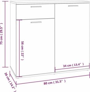 vidaXL vidaXL Komoda, szary dąb sonoma, 80x36x75 cm 9