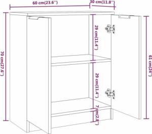 vidaXL Komoda, biała, 60x30x70 cm, materiał drewnopochodny 7