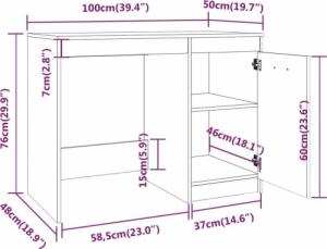 Biurko vidaXL Szare 100 cm x 50 cm 7