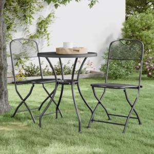 vidaXL vidaXL Składane krzesła ogrodowe, 2 szt., antracytowe, metalowa siatka 1