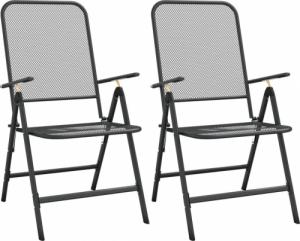 vidaXL vidaXL Składane krzesła ogrodowe, 2 szt., antracytowe, metalowa siatka 2