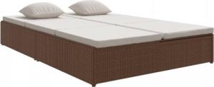 vidaXL vidaXL Rozkładane łóżko ogrodowe z poduszką, polirattan, brązowe 2