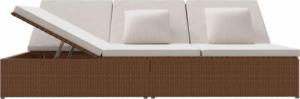 vidaXL vidaXL Rozkładane łóżko ogrodowe z poduszką, polirattan, brązowe 3