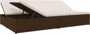 vidaXL vidaXL Rozkładane łóżko ogrodowe z poduszką, polirattan, brązowe 4