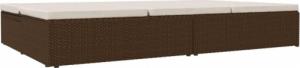 vidaXL vidaXL Rozkładane łóżko ogrodowe z poduszką, polirattan, brązowe 6