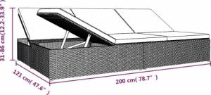 vidaXL vidaXL Rozkładane łóżko ogrodowe z poduszką, polirattan, brązowe 9