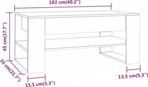 vidaXL vidaXL Stolik kawowy, szary dąb sonoma, 102x55x45 cm 7
