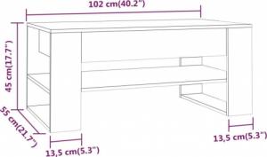 vidaXL vidaXL Stolik kawowy, biały, 102x55x45 cm, materiał drewnopochodny 7