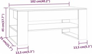 vidaXL vidaXL Stolik kawowy, betonowy, 102x55x45 cm, materiał drewnopochodny 7