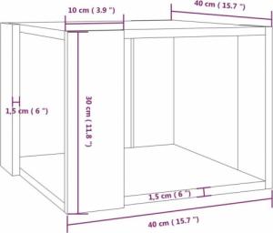 vidaXL Stolik kawowy, przydymiony dąb, 40x40x30 cm 5