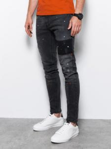 Ombre Spodnie męskie jeansowe SKINNY FIT - czarne P1063 M 1