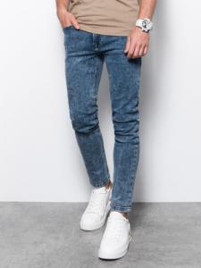 Ombre Spodnie męskie jeansowe SKINNY FIT - niebieskie P1062 S 1